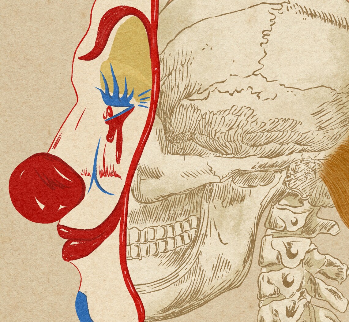 Quirky Clown Anatomy Vintage Style Art Print - Image 3