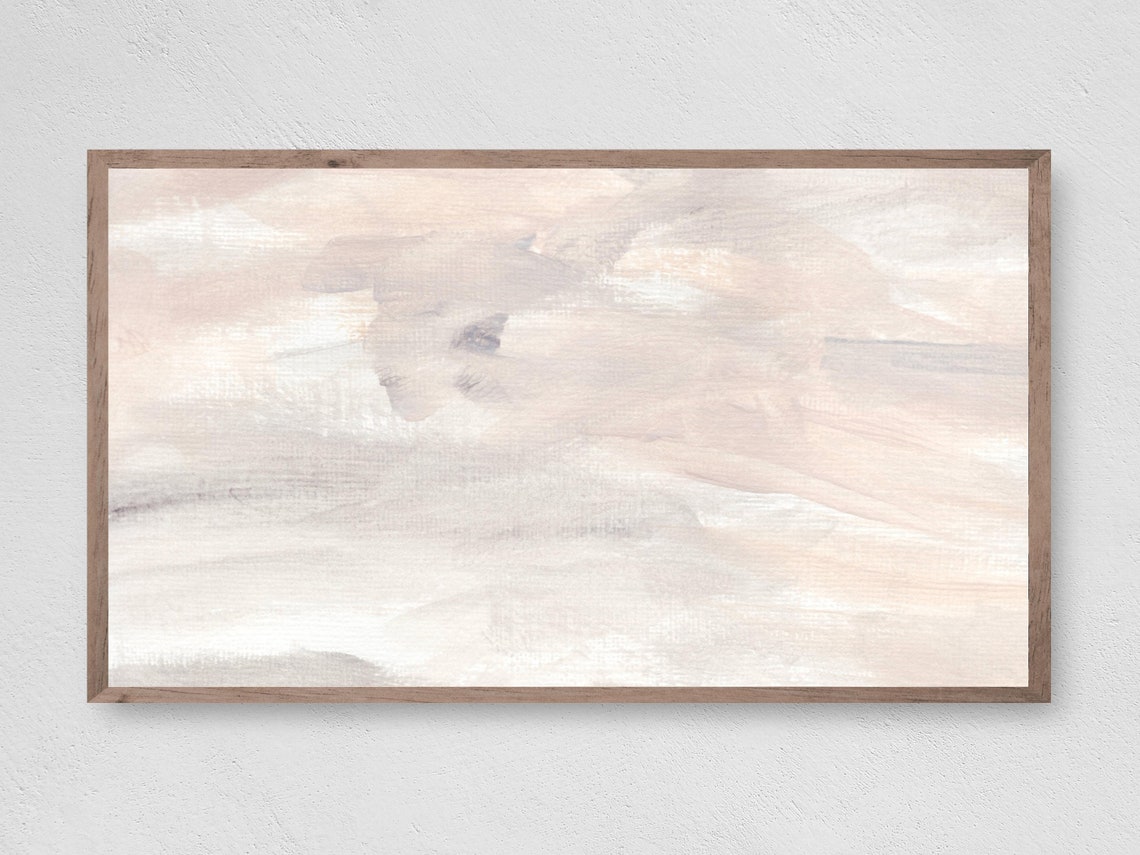 Abstract Brushed Bliss Blush White Grey Soft Feathered Modern Poster