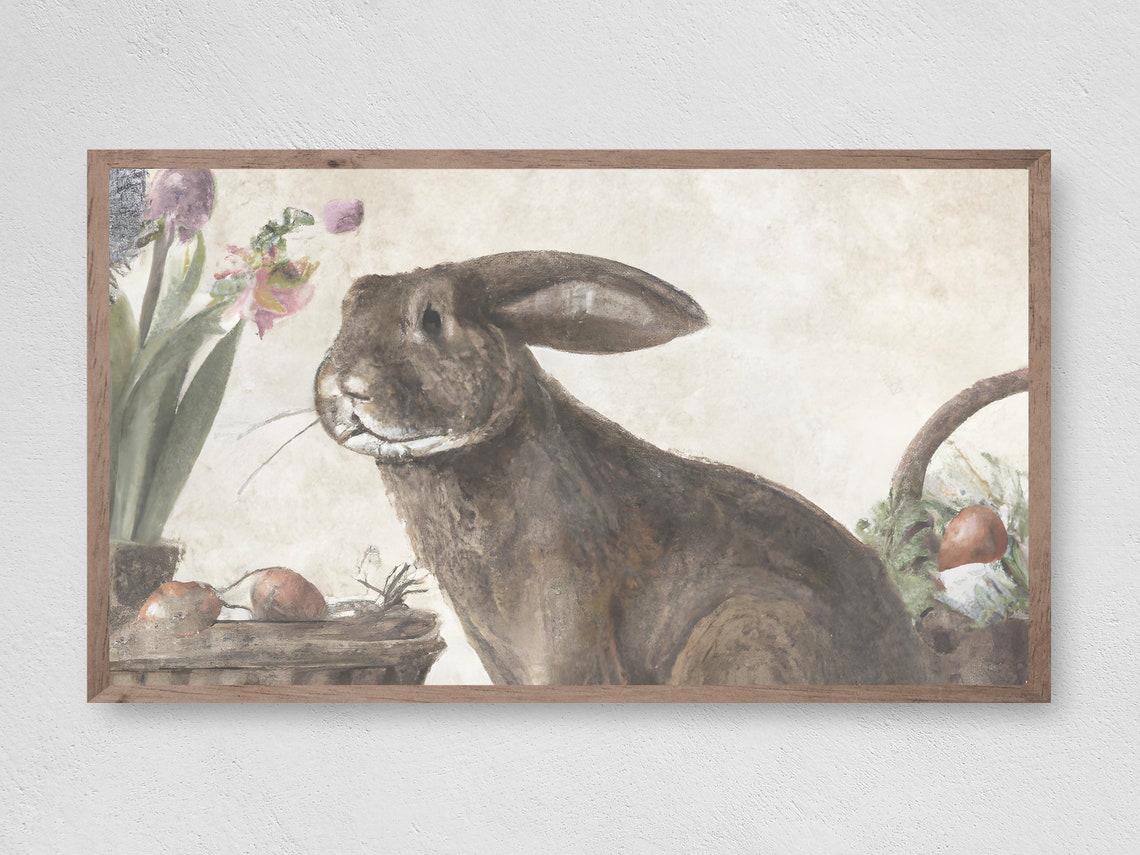Easter Vintage Bunny, Spring Art Print