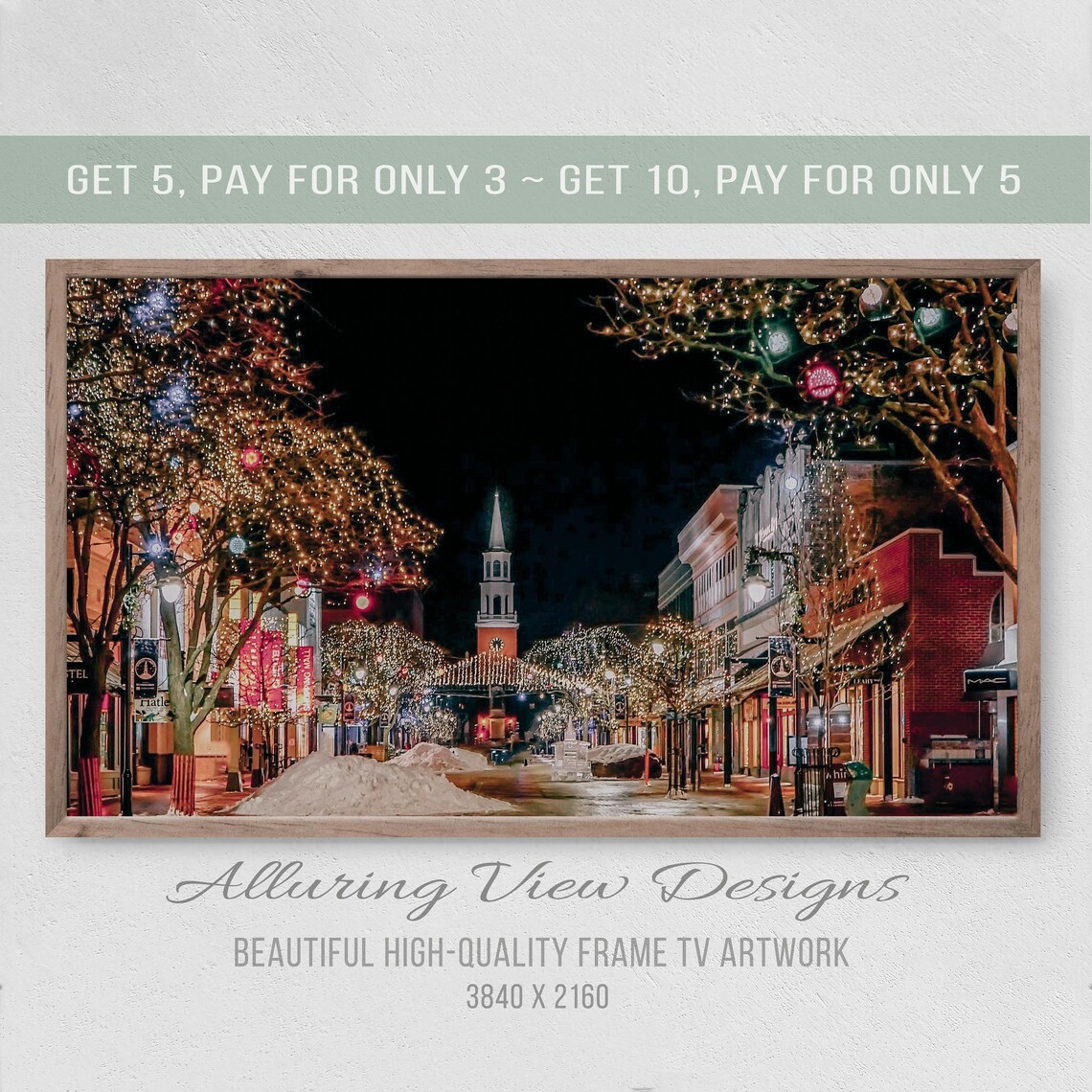 Christmas Village Art Print, Winter Holiday Decor