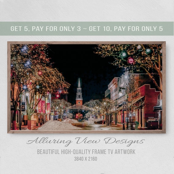 Christmas Village Art Print, Winter Holiday Decor