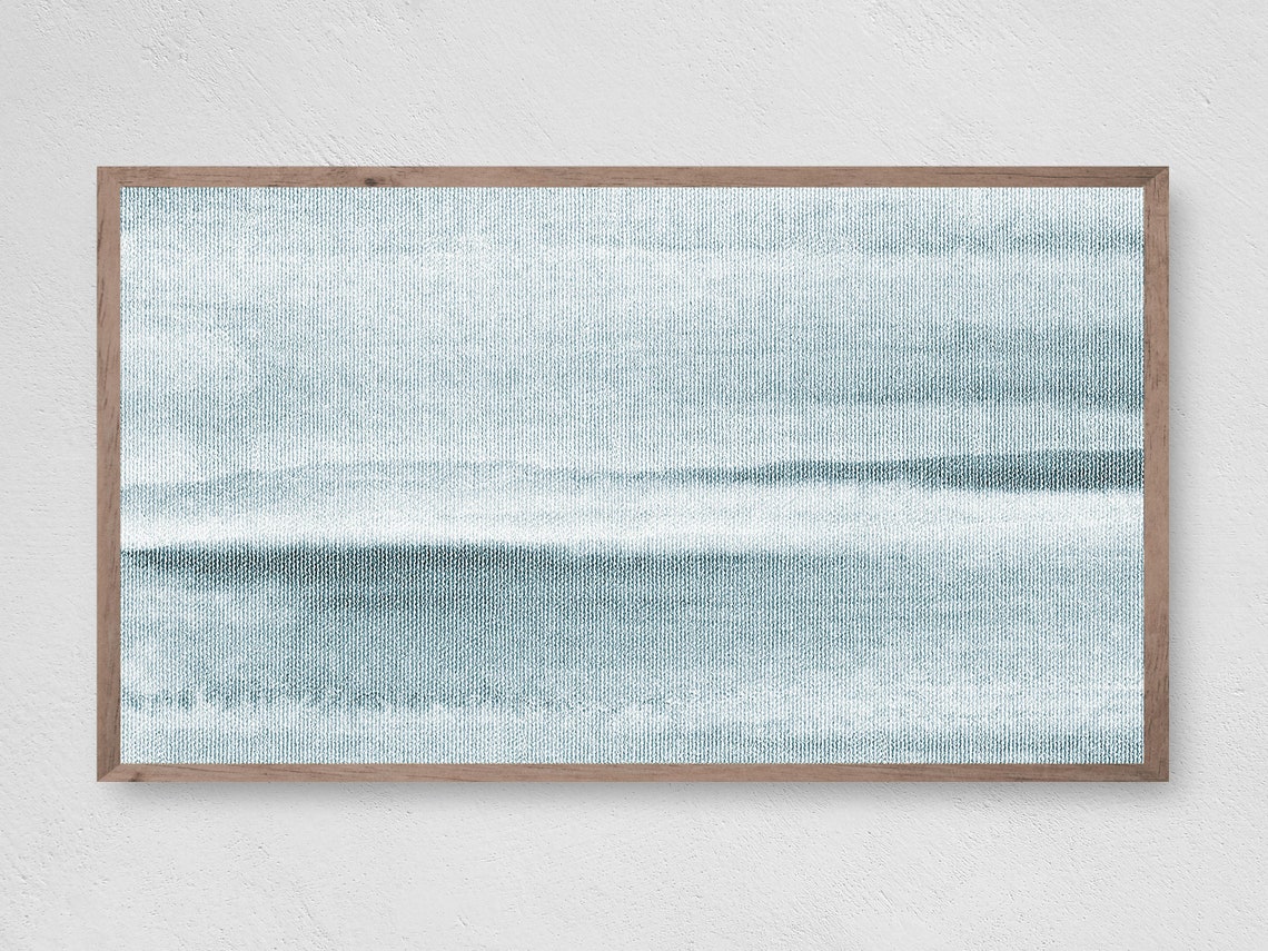 Pale Blue White Soft Wash Abstract Minimalist Serene Wall Art