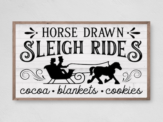 Christmas Sleigh Ride Sign, Winter Holiday Art Print