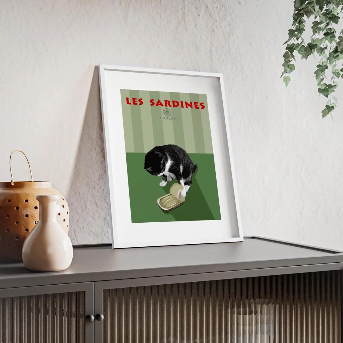 Cat Sardine Collage, Kitchen Decor Art Print - Image 2