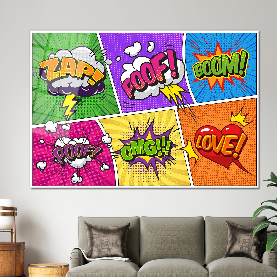 Comic Pop Art Zap Poof Boom Omg Love Colorful Speech Panels Poster - Image 2