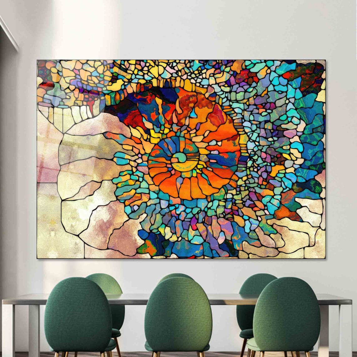 Stained Glass Mosaic Butterfly Abstract Colorful Artwork Poster - Image 2