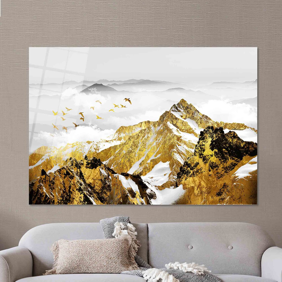 Golden Mountains Modern Mountain Art Print - Image 2
