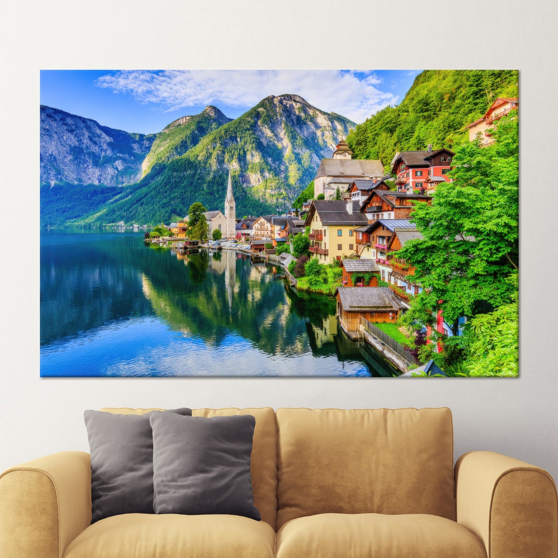 Austria Wall Decor Mountain Wall Art View Glass Art 3d Art Framed Wall Art Landscape Wallpaper Poster Art Living Room Wall Art