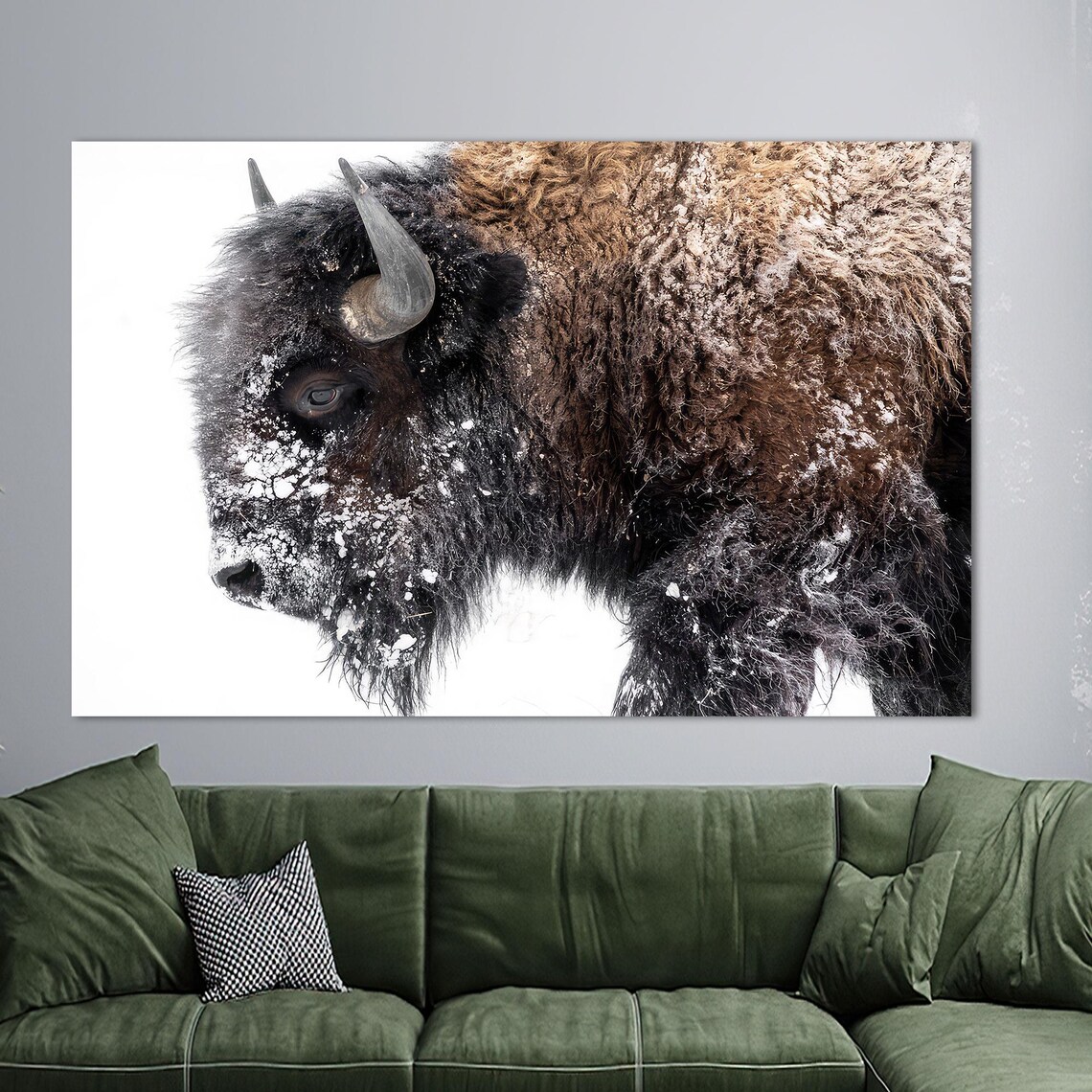 American Bison In Snow Close Up Portrait Winter Wildlife Poster - Image 2