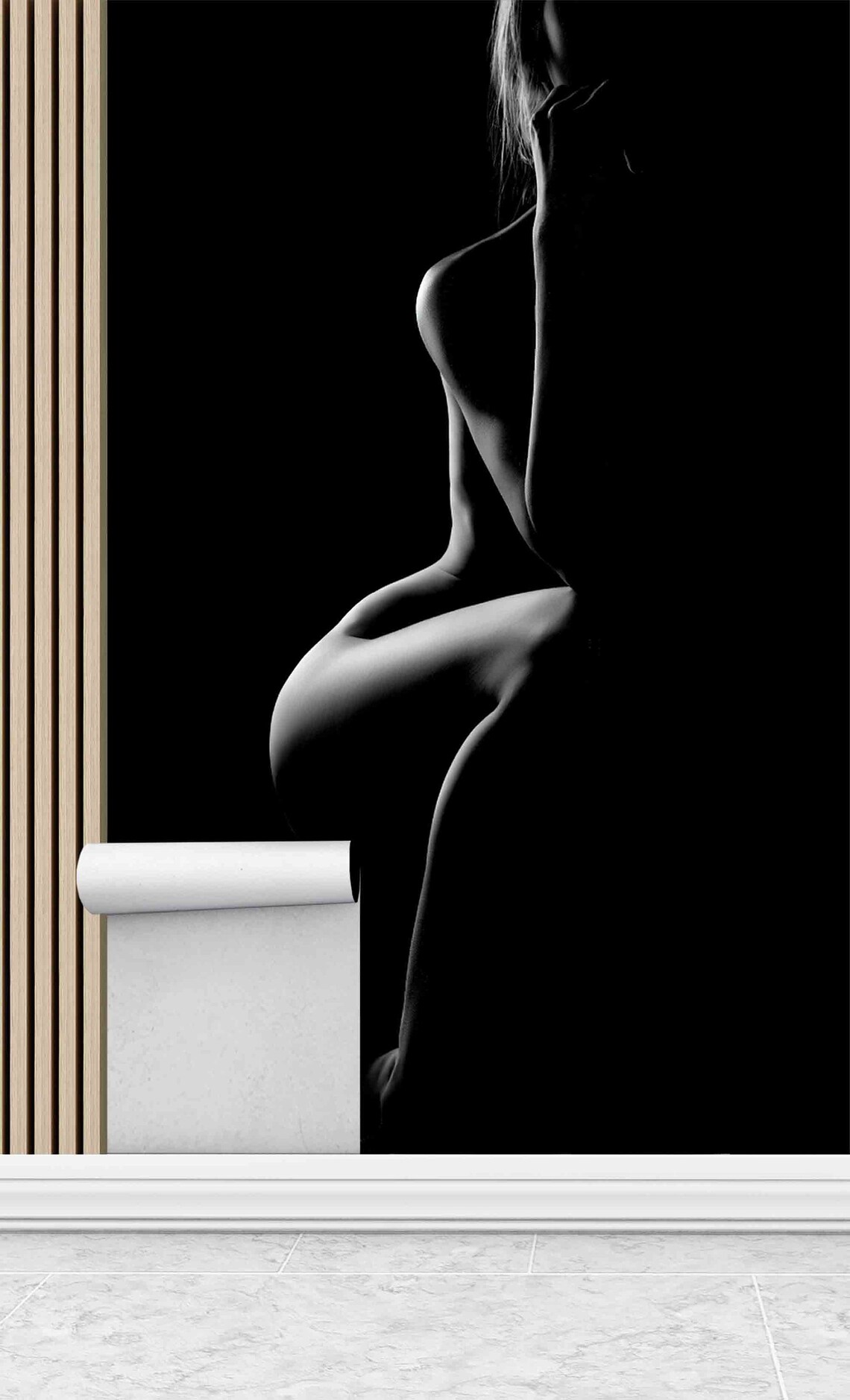 Black and White Nude Woman Profile Fine Art Silhouette Photo Poster - Image 2