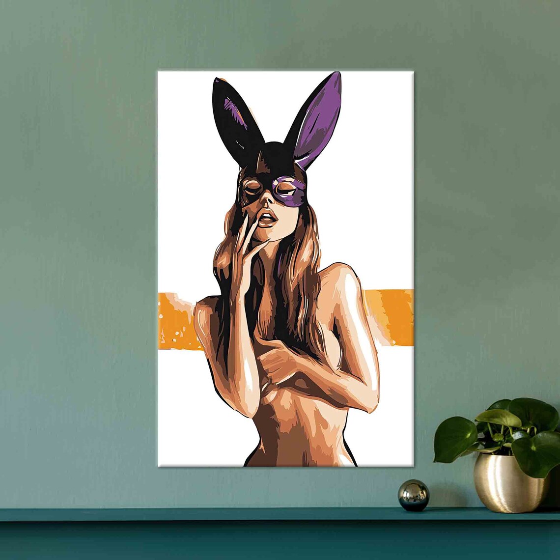 Nude Rabbit Woman With Rabbit Ears, Art Print