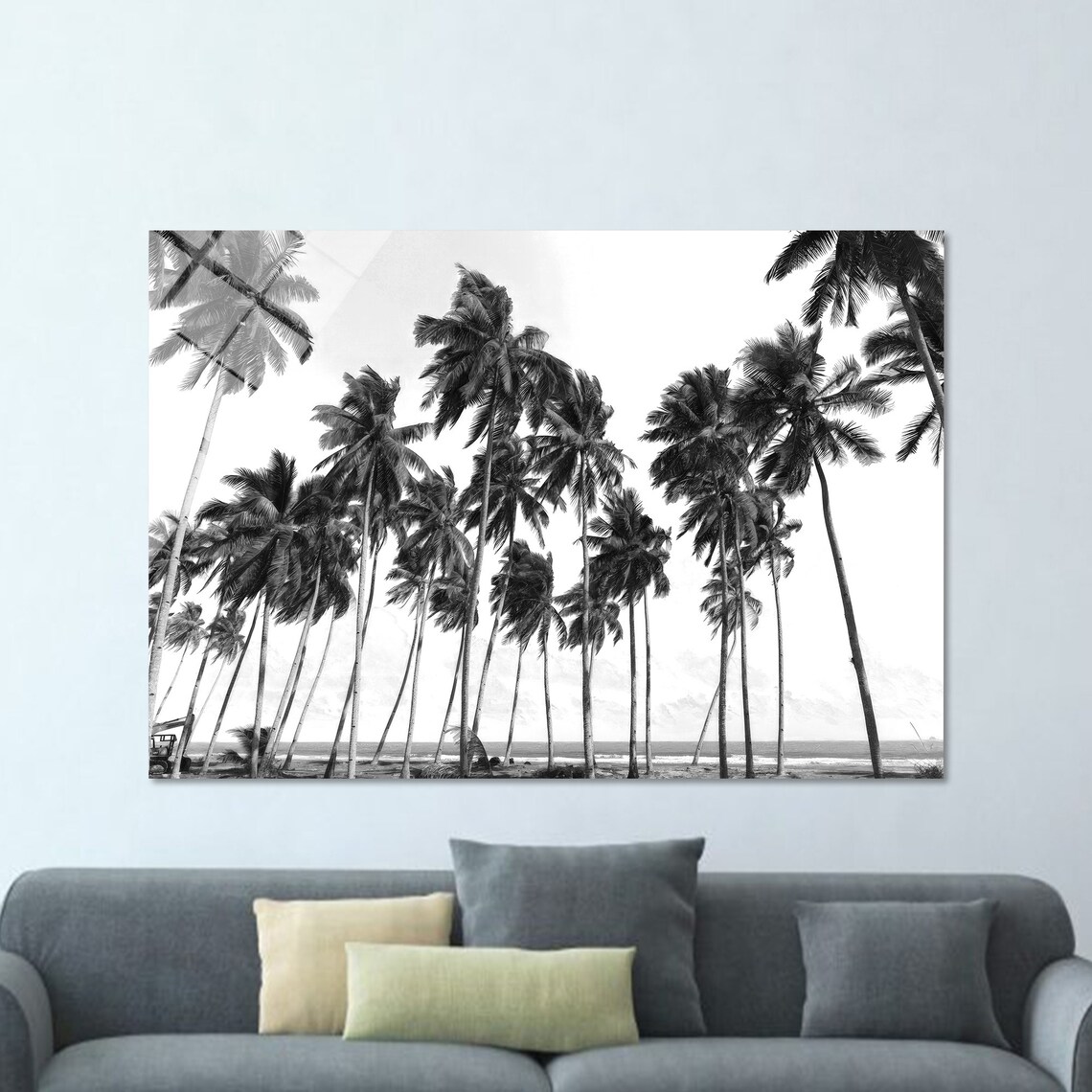 Palm Trees Coastal Black and White Art Print - Image 2
