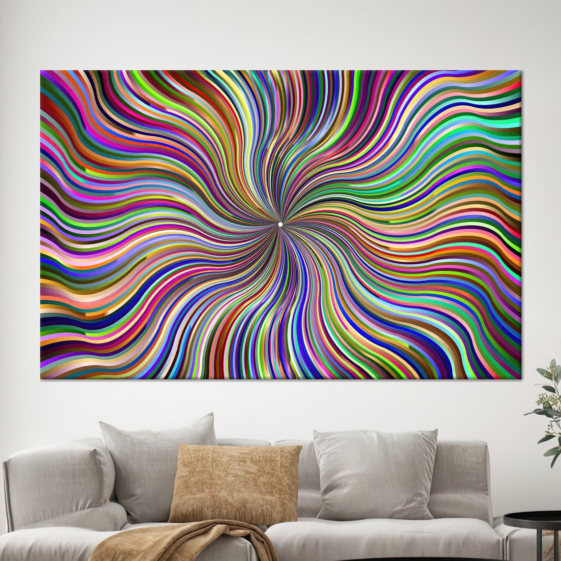 Rainbow Spiral Optical Illusion Psychedelic Colorful Lines Poster