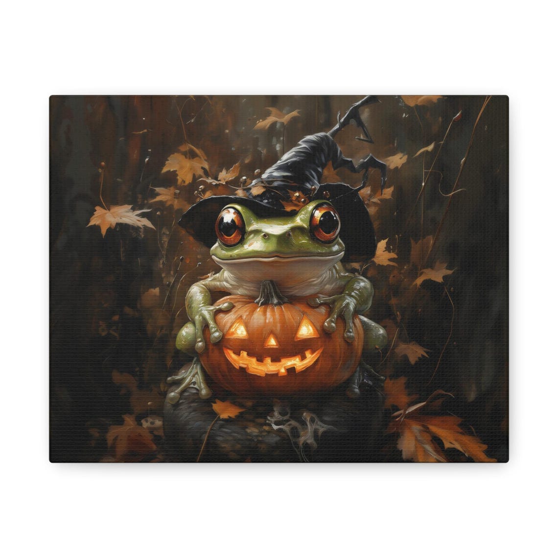 Cute Witch Frog Hugging Jack O Lantern Happy Halloween Poster - Image 3