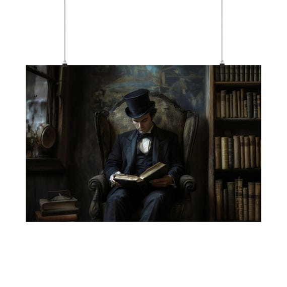 Dapper Reading Maximalist Eclectic Victorian Poster Print Bold Altered Animal Portrait Fantasy Fun Colorful Renaissance Rustic Art