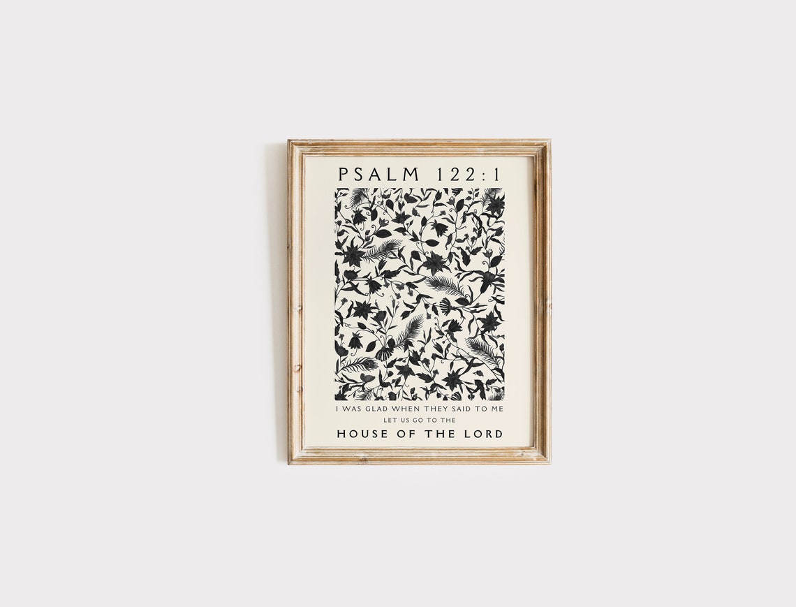 Psalm 122 1 House Of The Lord Black Botanical Floral Pattern Poster - Image 4