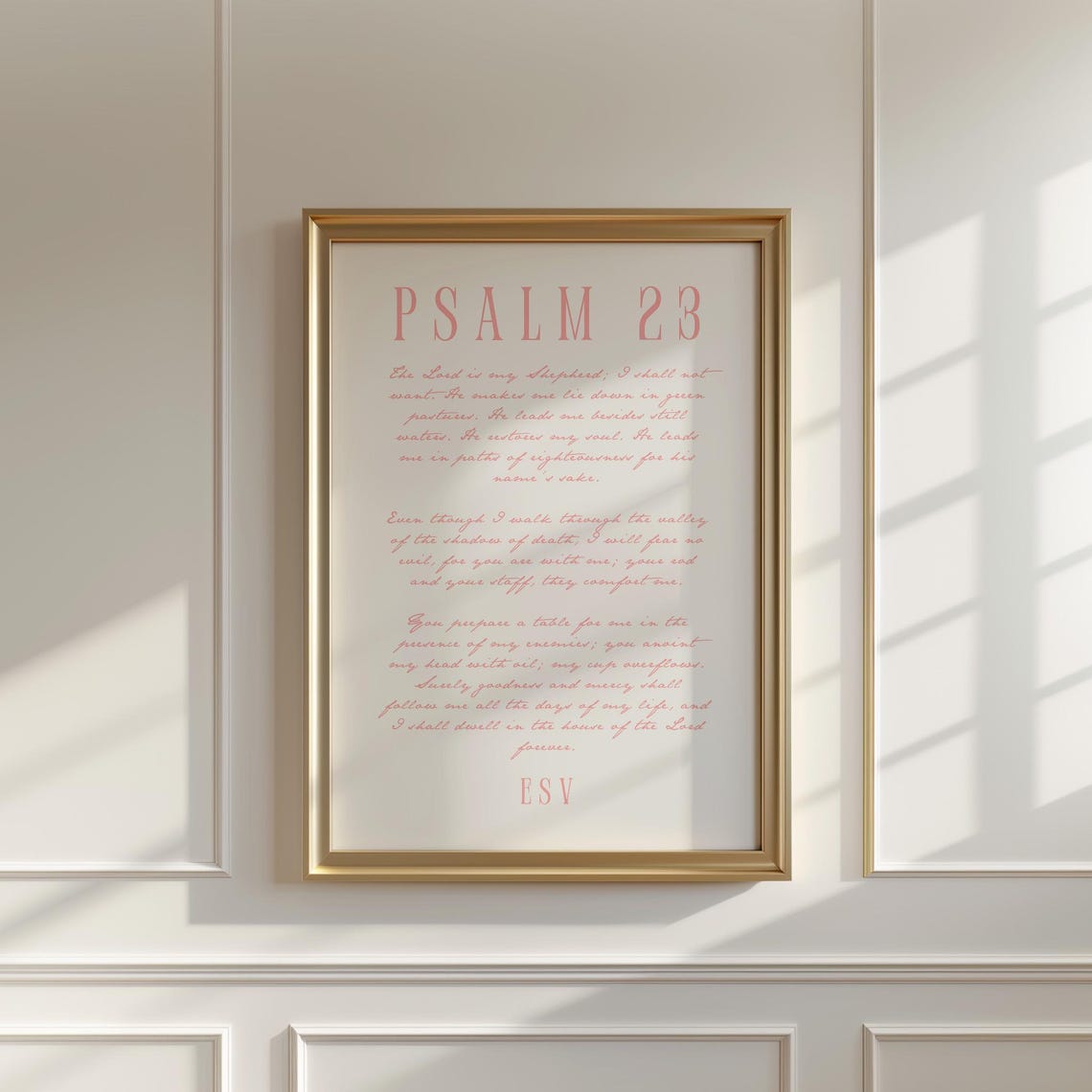 Psalm 23 ESV Full Text Pink Script Christian Scripture Verse Poster - Image 4