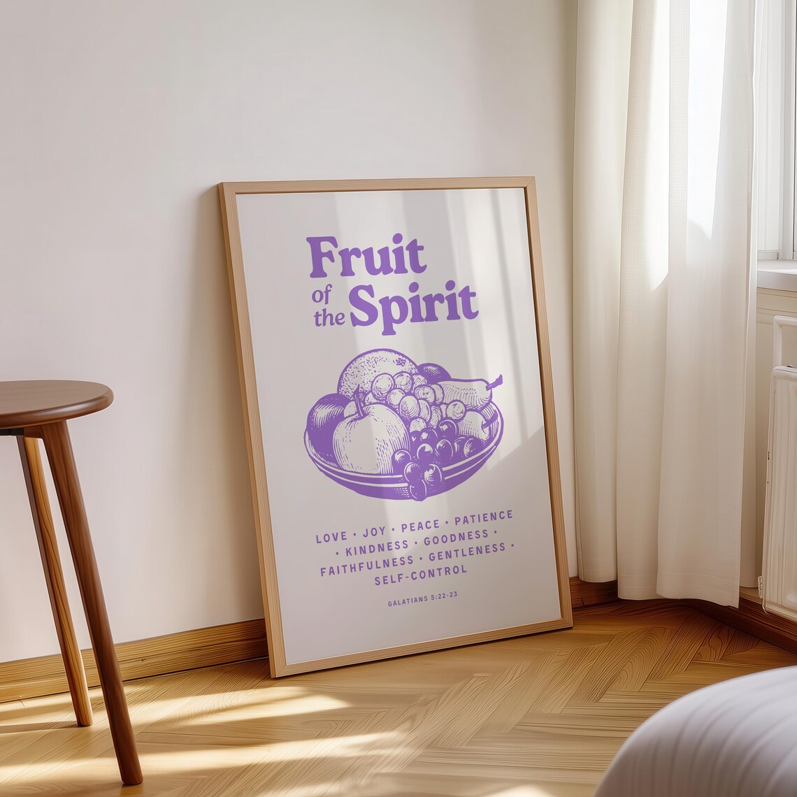 Fruit of the Spirit Galatians 5:22-23 Purple Fruit Bowl Poster - Image 2