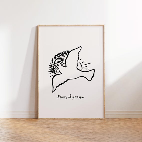 Peace I Give Christian Wall Art Quote Wall Art Bible Verse Poster Minimalist Christian Print Trendy Apartment Decor Motivational