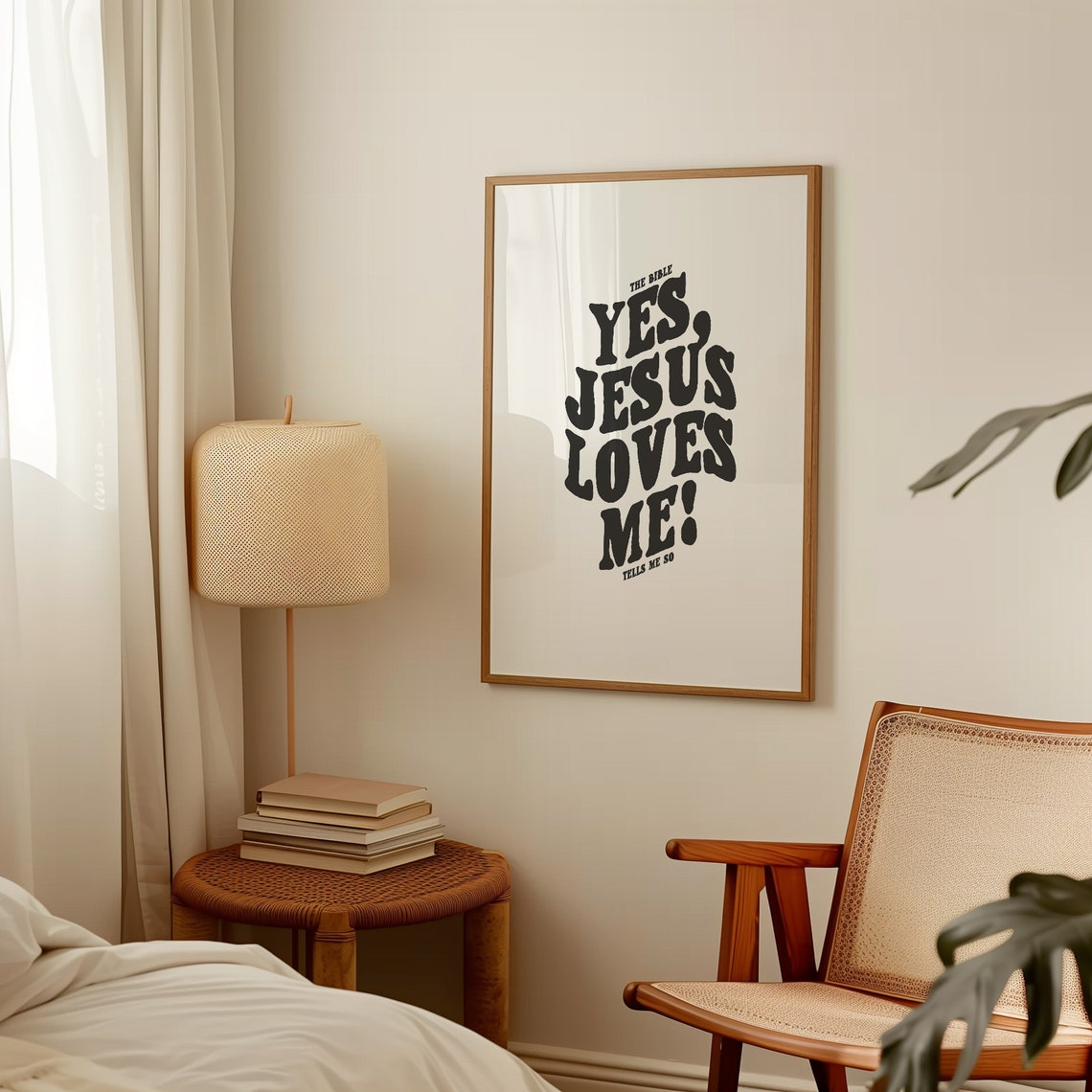 Jesus Loves Me Minimal Christian Wall Art Quote Bible Verse Poster Trendy Font Art Christian Girl Gift For Teen Room Decor - Image 4