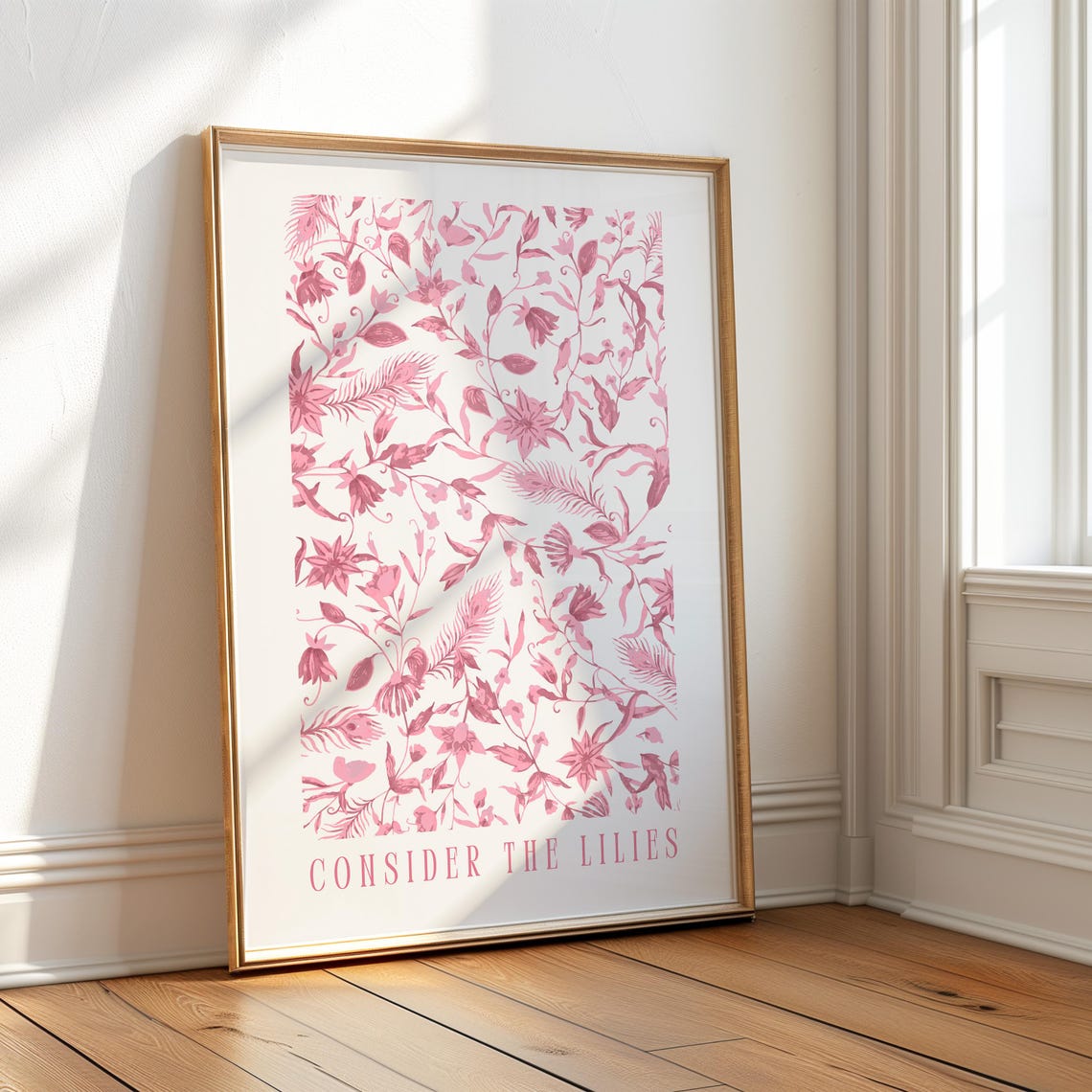 Consider The Lilies Pink Botanical Floral Pattern Christian Poster - Image 4