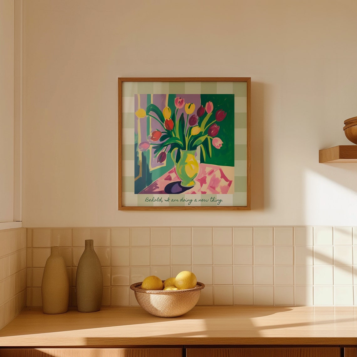 Behold I Am Doing a New Thing Colorful Tulip Vase Art Poster - Image 4
