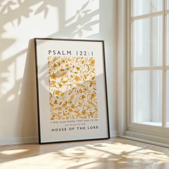 Psalm 122 Vintage Christian Wall Art Flower Market Poster Yellow Christian Home Decor Bible Verse Print Housewarming Gift