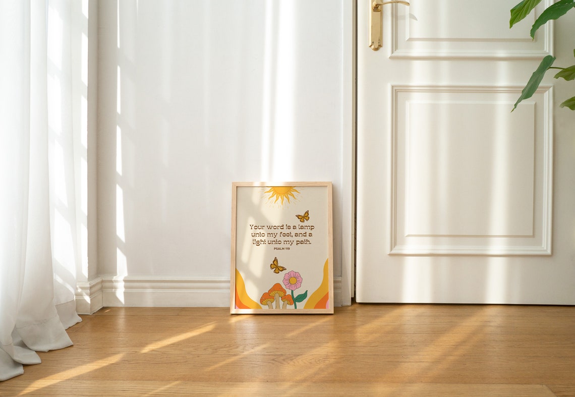 Your Word Is A Lamp Unto My Feet Psalm 119 Retro Boho Sun Poster - Image 2