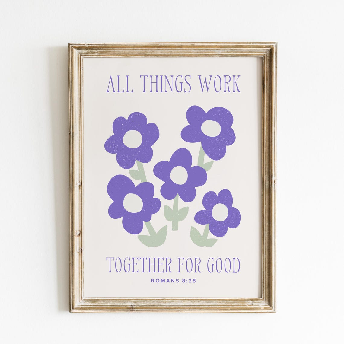 Romans 8 Minimalist Purple Christian Typography Trendy Art Print Bible Verse Wall Art Baptism Gift