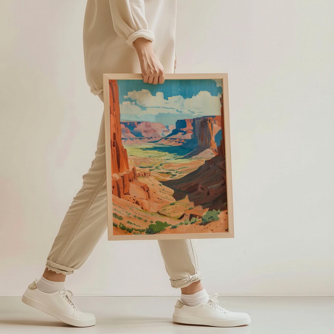 Red Rock Canyon Desert Valley Colorful Landscape Painting Poster - Image 3