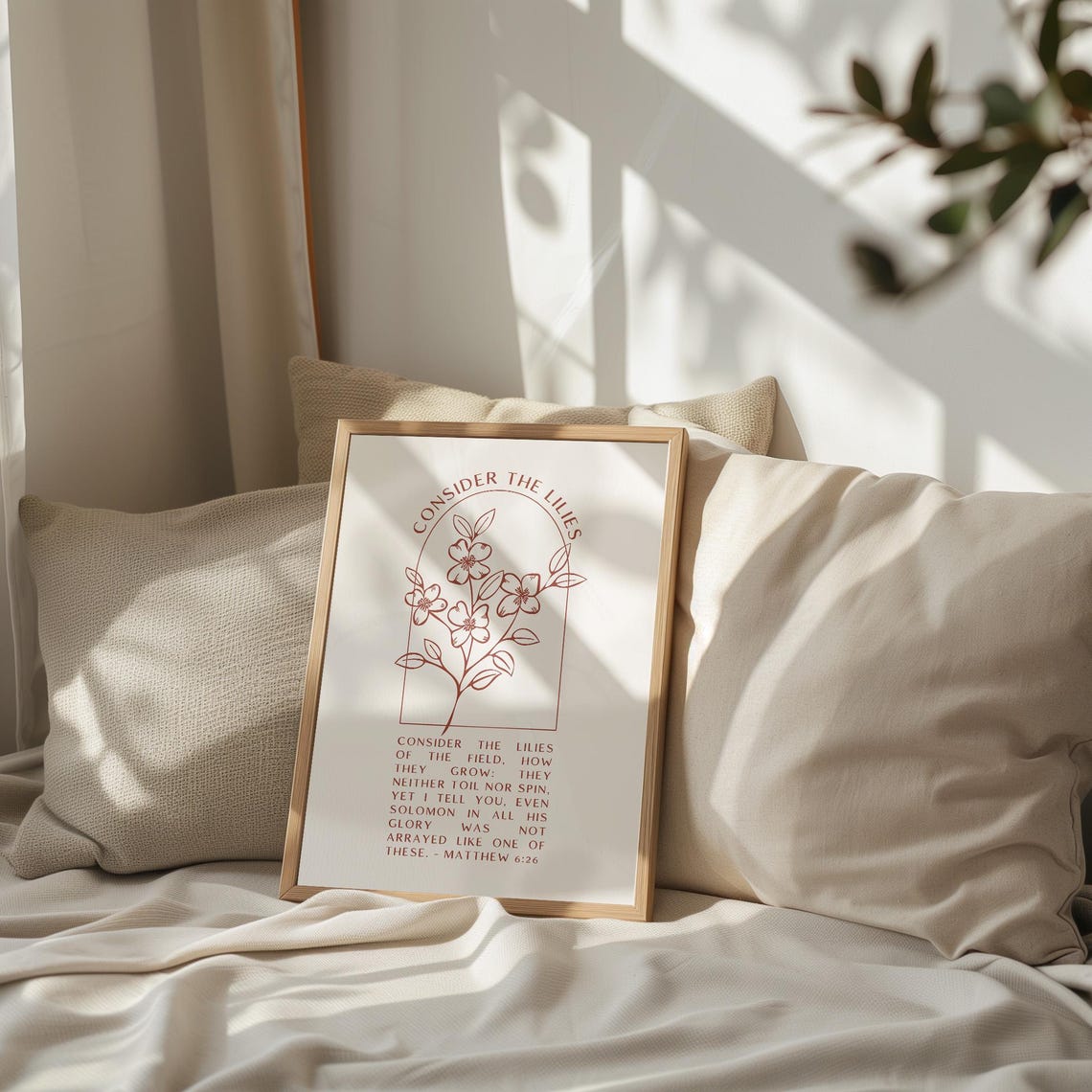 Consider The Lilies Matthew 6:26 Botanical Arch Scripture Poster - Image 2