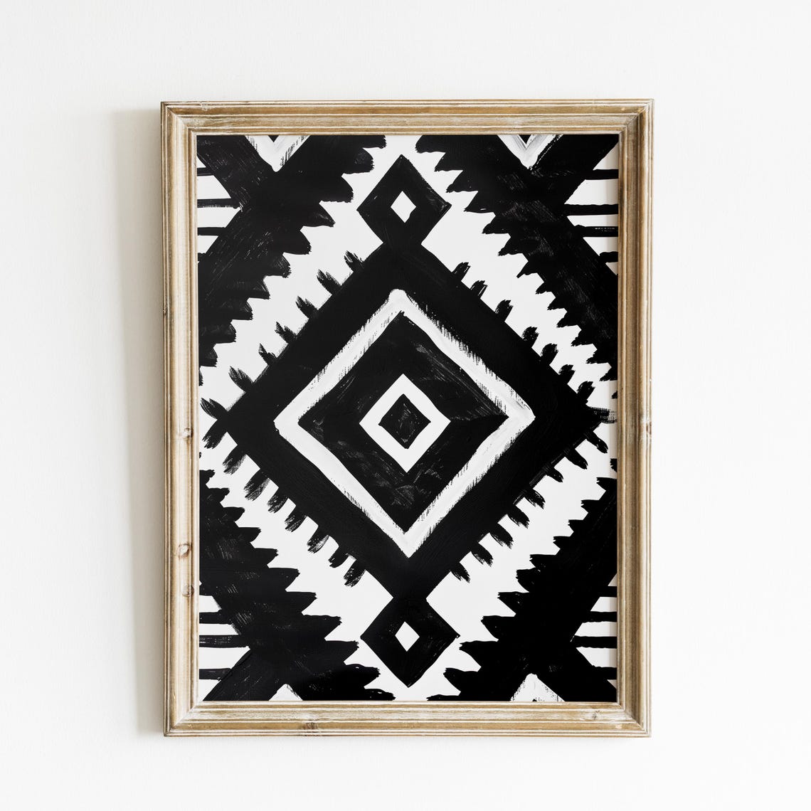Western Black White Aztec Diamond Geometric Tribal Pattern Poster