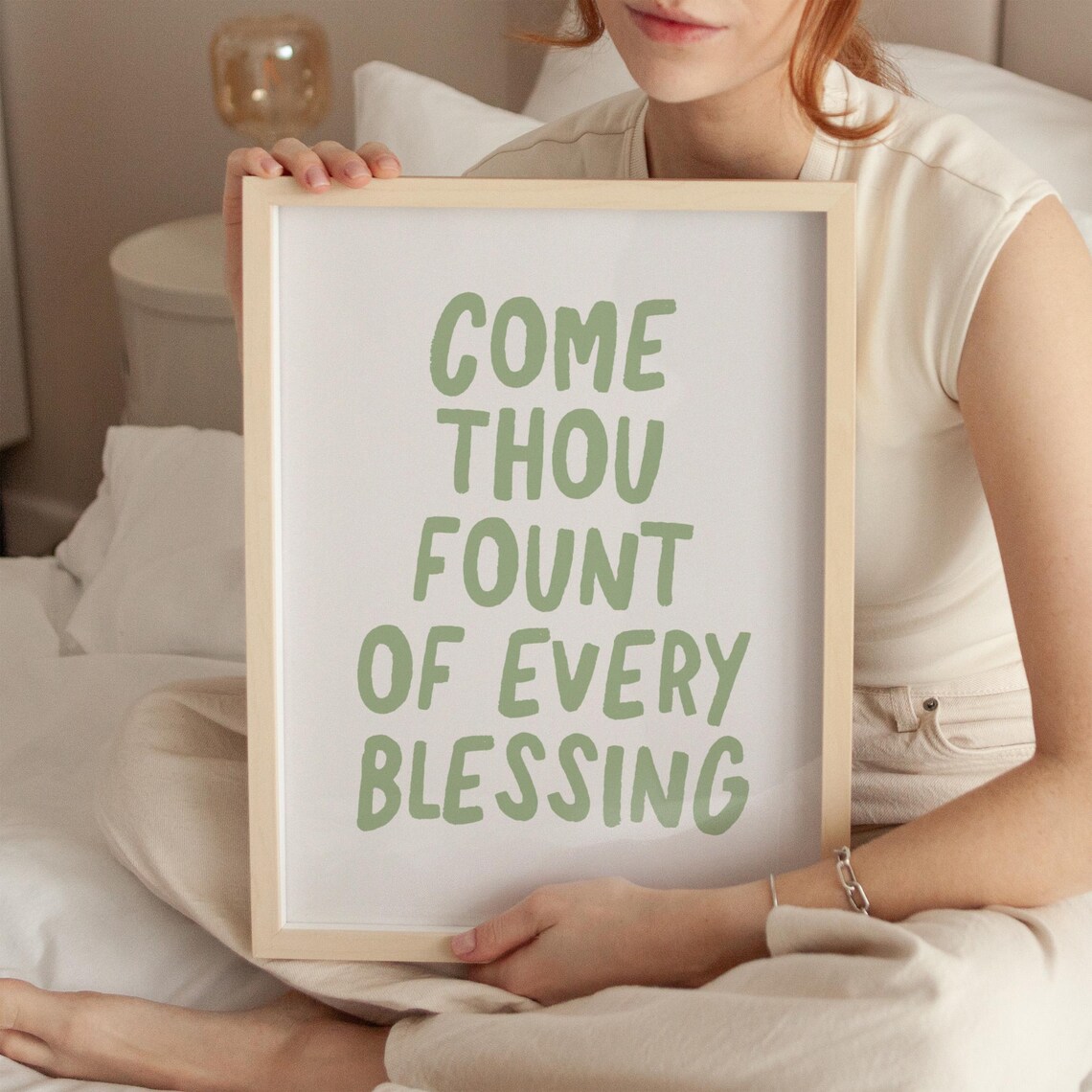 Come Thou Fount of Every Blessing Sage Green Hymn Quote Poster - Image 3