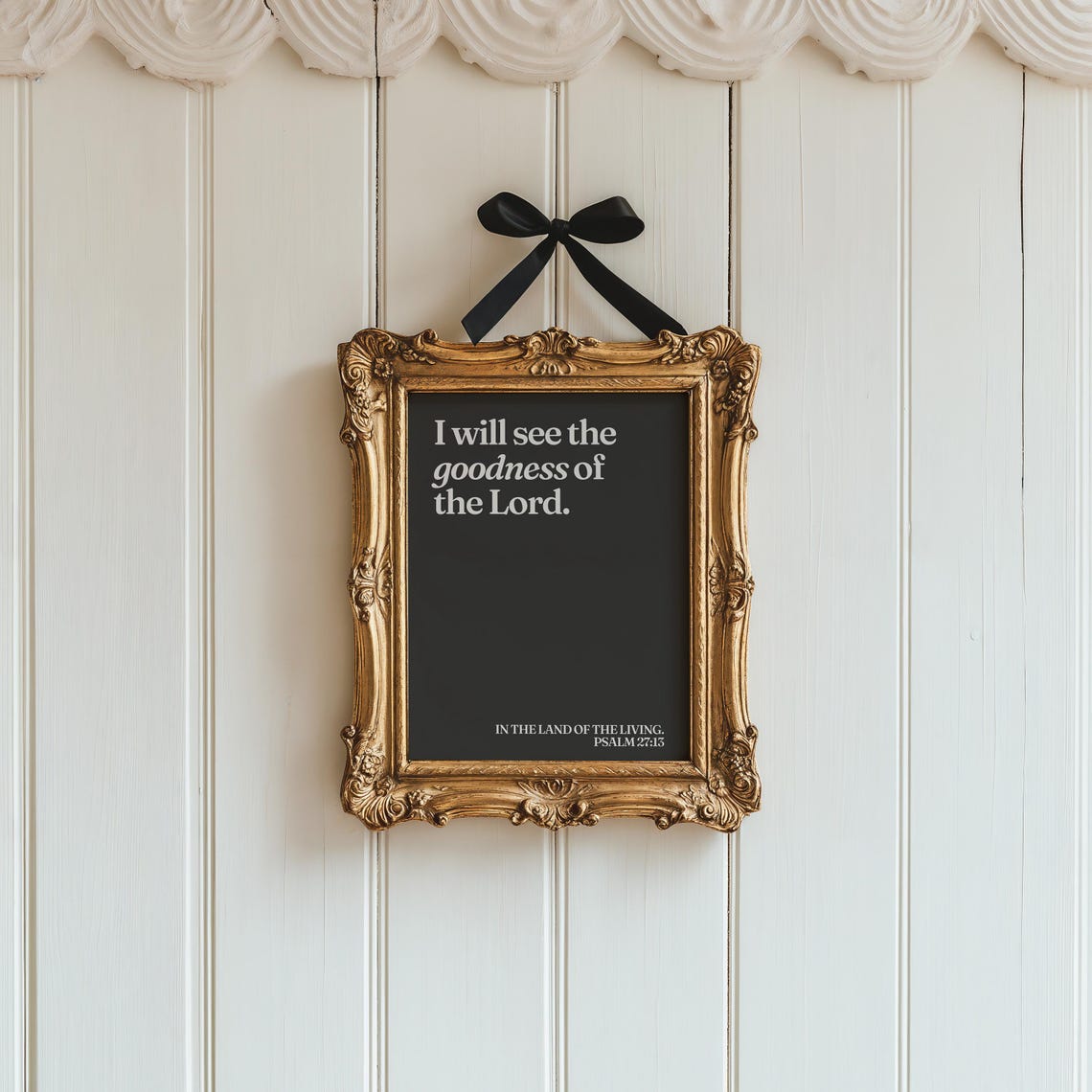 I Will See The Goodness Of The Lord Black Psalm 27 Typography Poster - Image 4