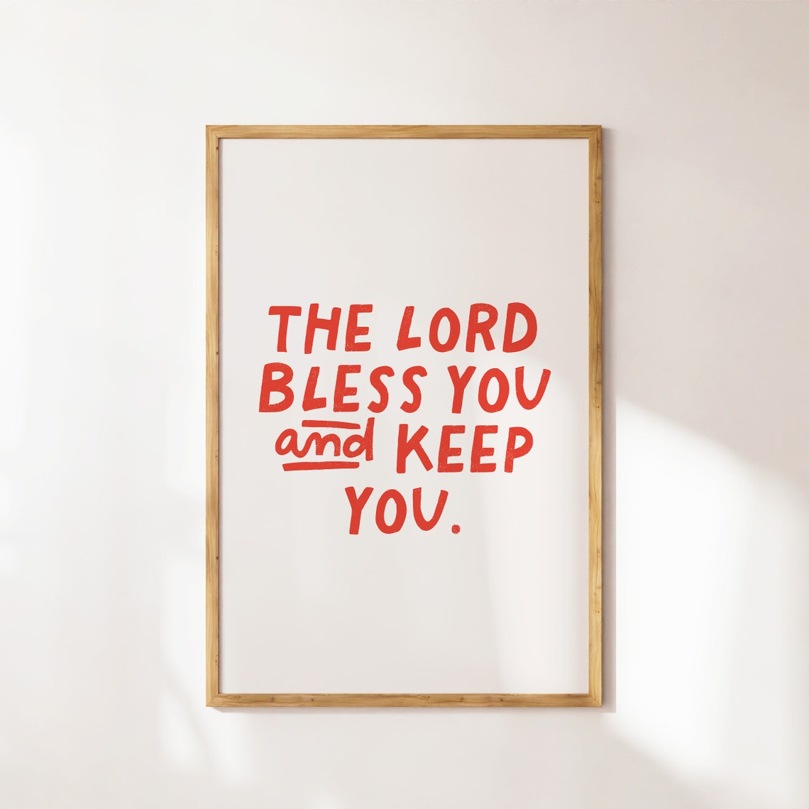 The Lord Bless You And Keep You Red Hand Lettered Quote Poster