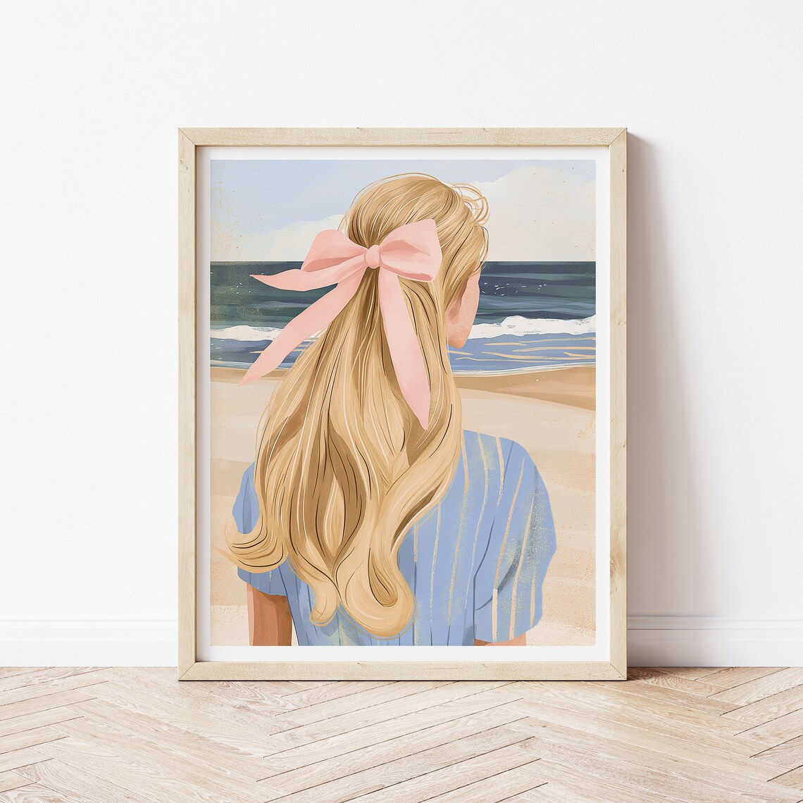 Coastal Coquette Pink Bow Poster, Preppy Wall Art - Image 4