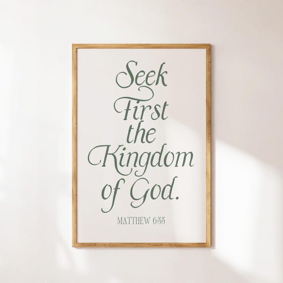 Matthew 633 Print Christian Wall Art Bible Verse Wall Art Sage Green Wall Art Trendy Apartment Decor Art Vintage Poster