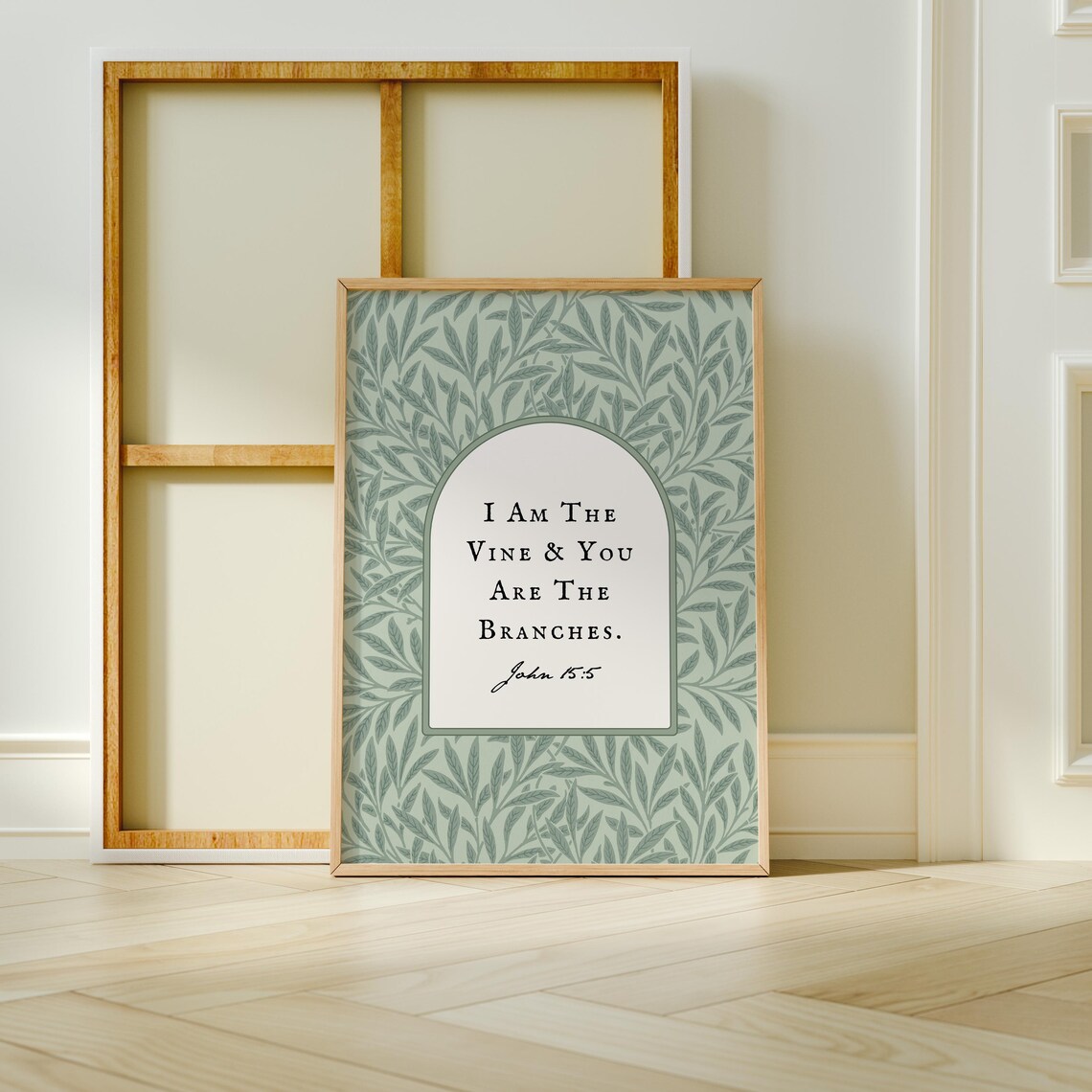 I Am The Vine And You Are The Branches John 15 5 Sage Leaf Verse Poster - Image 3