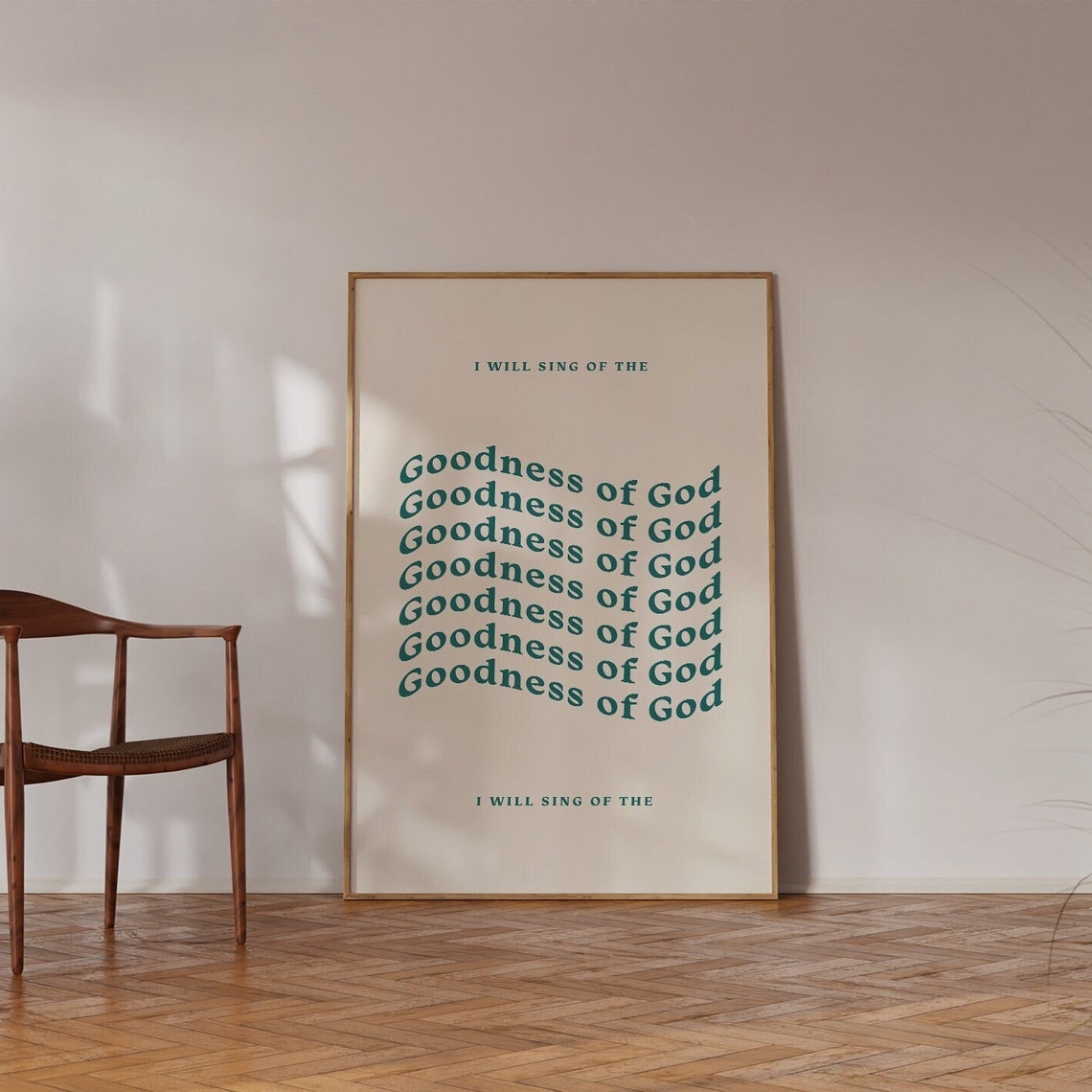 Goodness Of God Wavy Typography Green Worship Song Lyric Poster