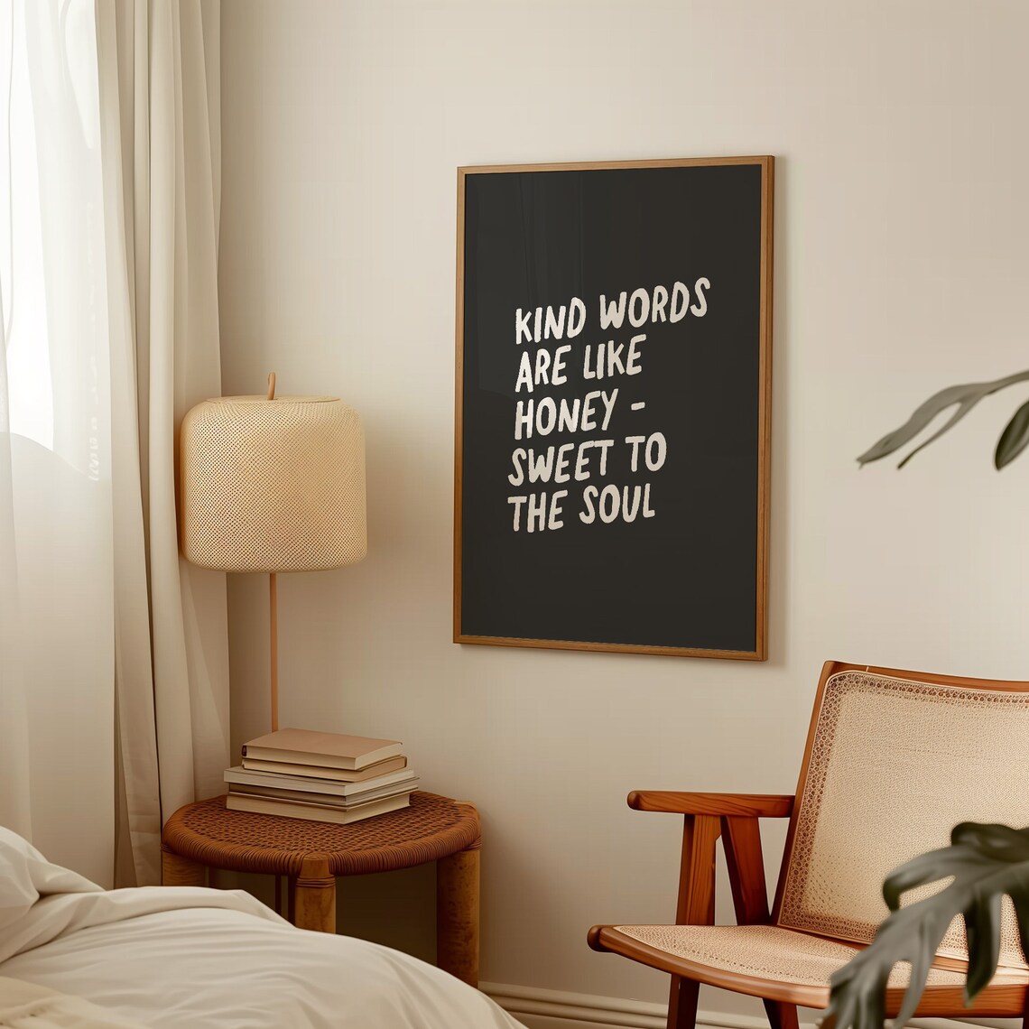 Kind Words Are Like Honey Sweet To The Soul Black Typography Poster - Image 4
