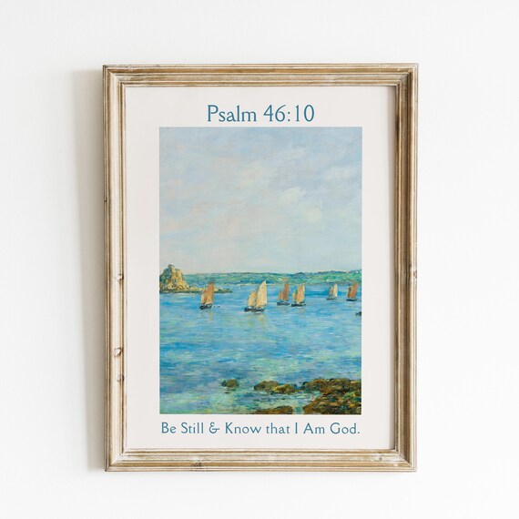 Psalm 46:10 Be Still And Know That I Am God Coastal Sailboat Poster