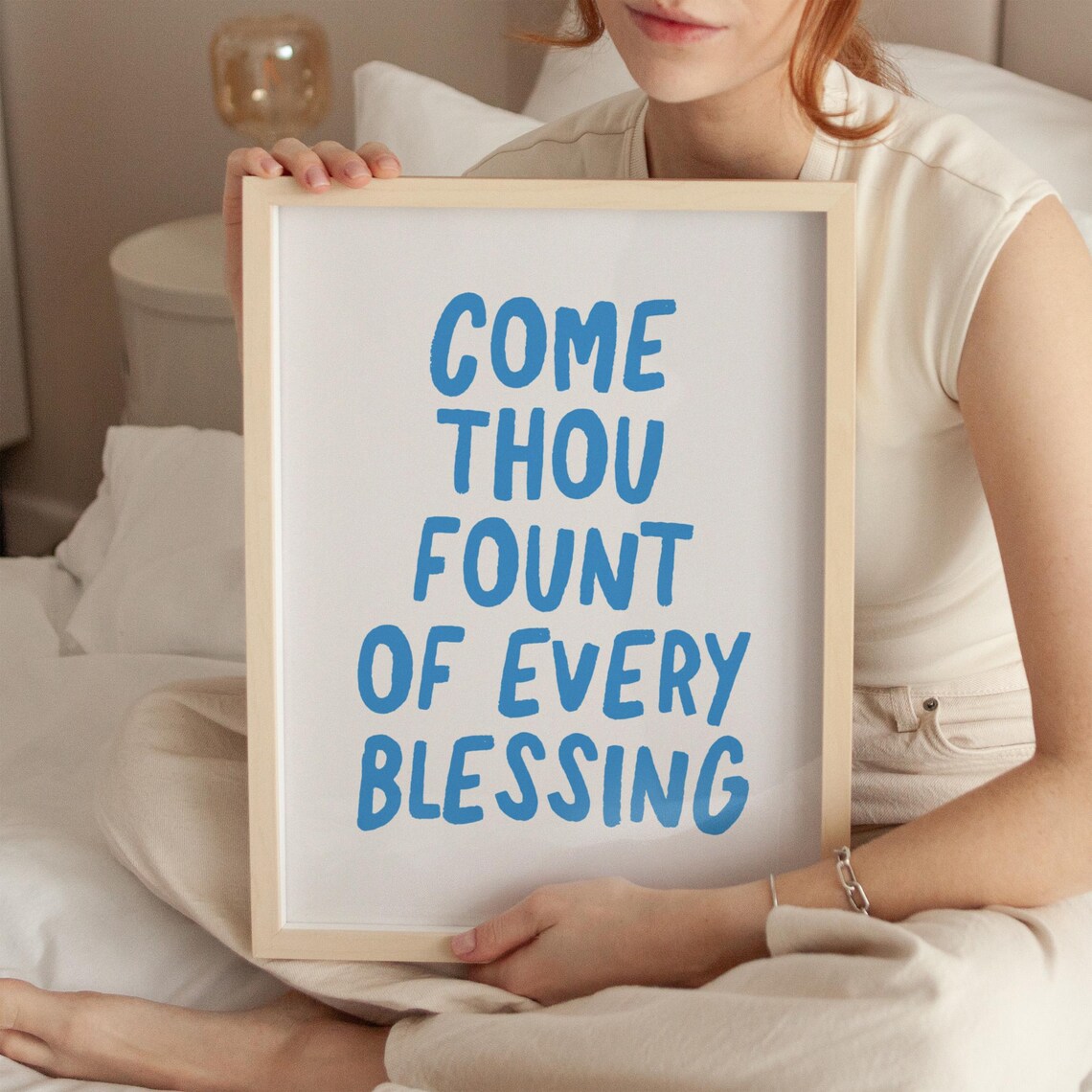 Come Thou Fount of Every Blessing Blue Hymn Hand Lettered Poster - Image 3