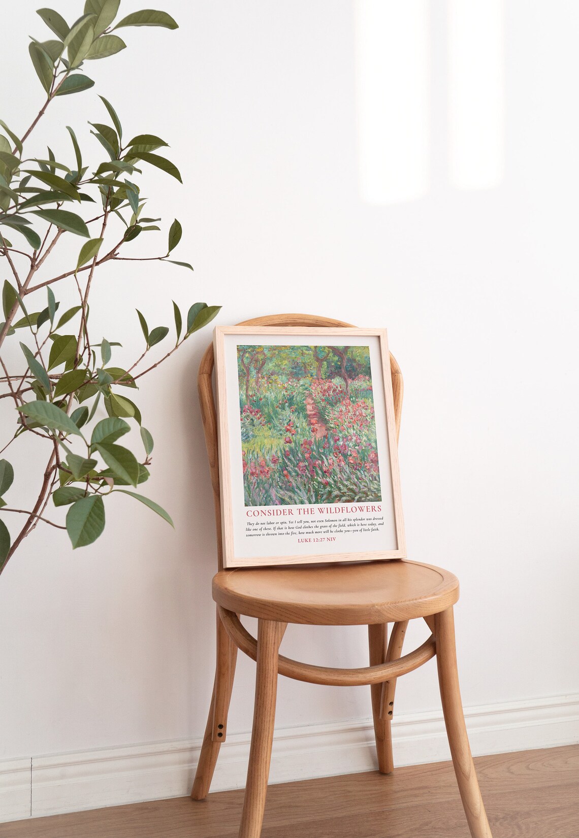 Consider the Wildflowers Luke 12 27 Watercolor Iris Garden Bible Verse Poster - Image 4