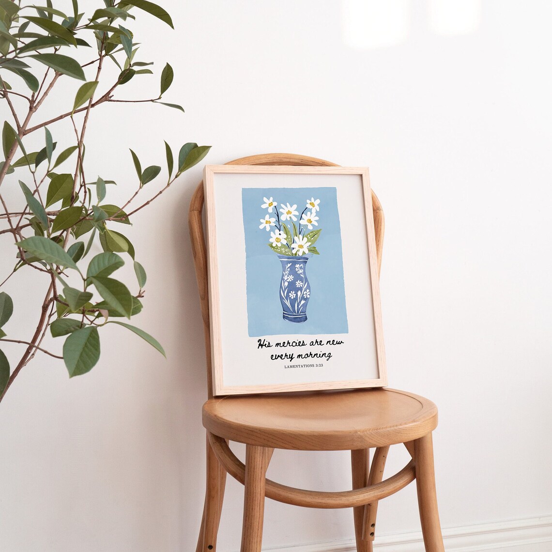His Mercies Are New Every Morning Lamentations 3:23 Daisy Vase Art Poster - Image 4