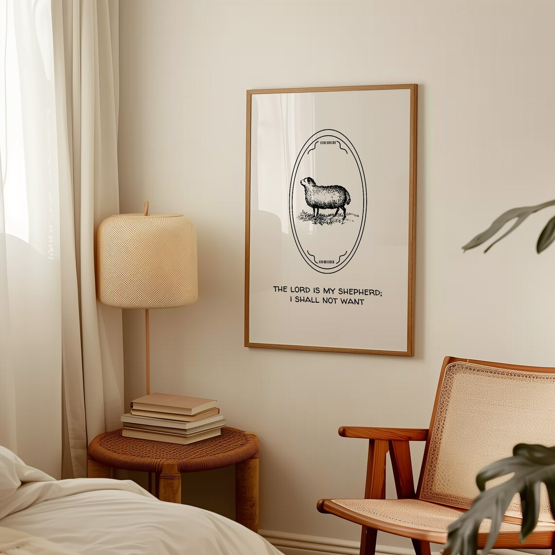The Lord Is My Shepherd Vintage Sheep Oval Engraving Art Poster - Image 4