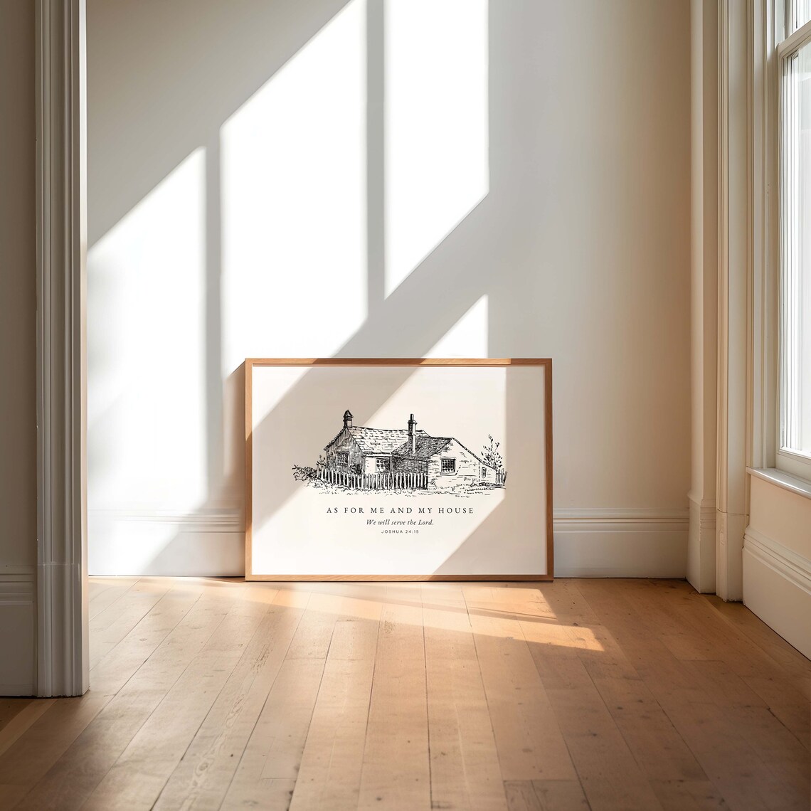 As for Me and My House We Will Serve the Lord Farmhouse Sketch Poster - Image 4