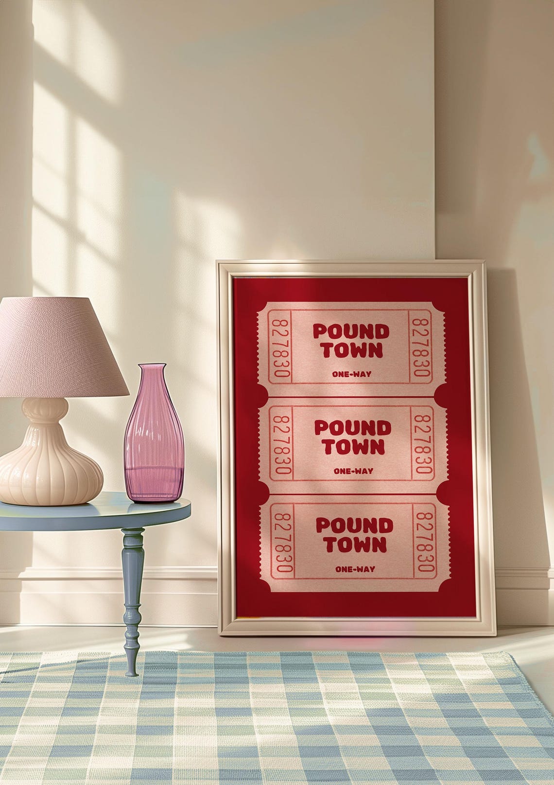 Red Pound Town One Way Ticket Stub Cheeky Funny Valentine Poster