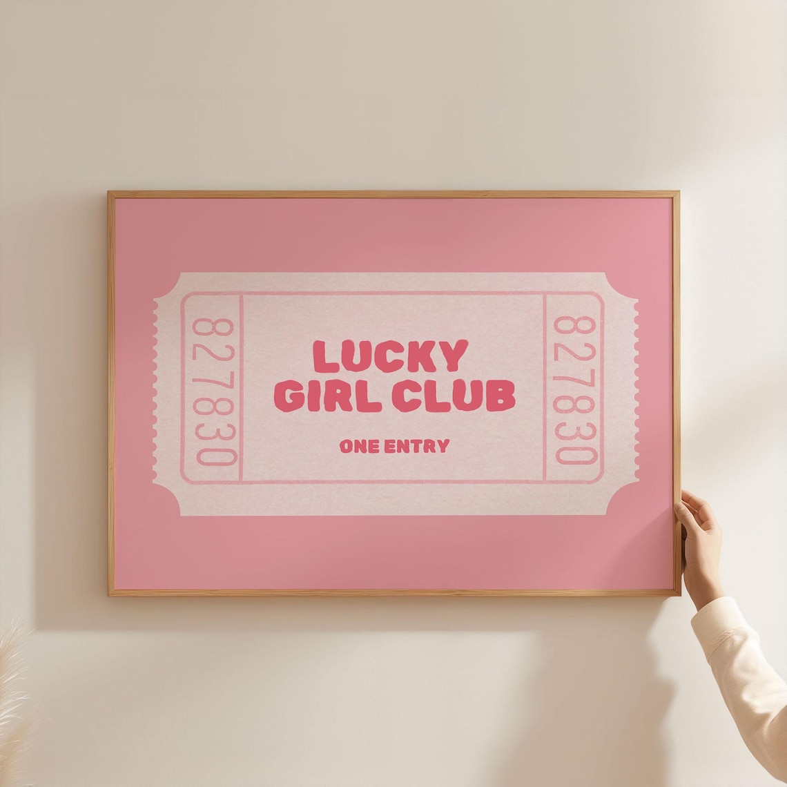 Lucky Girl Club Pink Ticket One Entry Trendy Preppy Decor Poster