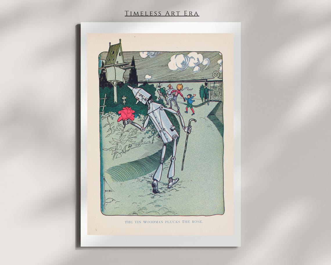 Classic Tin Woodman Plucks The Rose Vintage Oz Storybook Poster