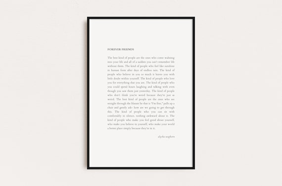 Forever Friends Alysha Waghorn Quote Quotes Print Poster Print Wall Art Quotes Typography Print Prints Quotes